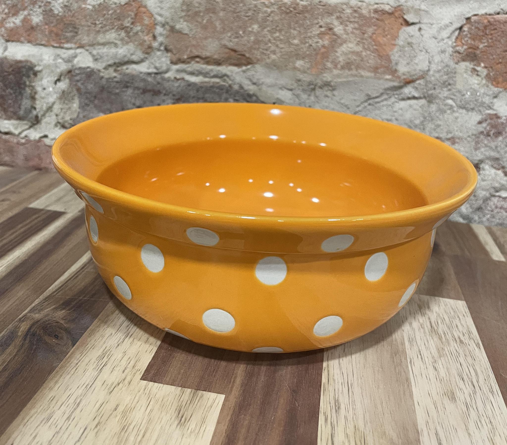 8" Round Stoneware Bowl w Polka Dots