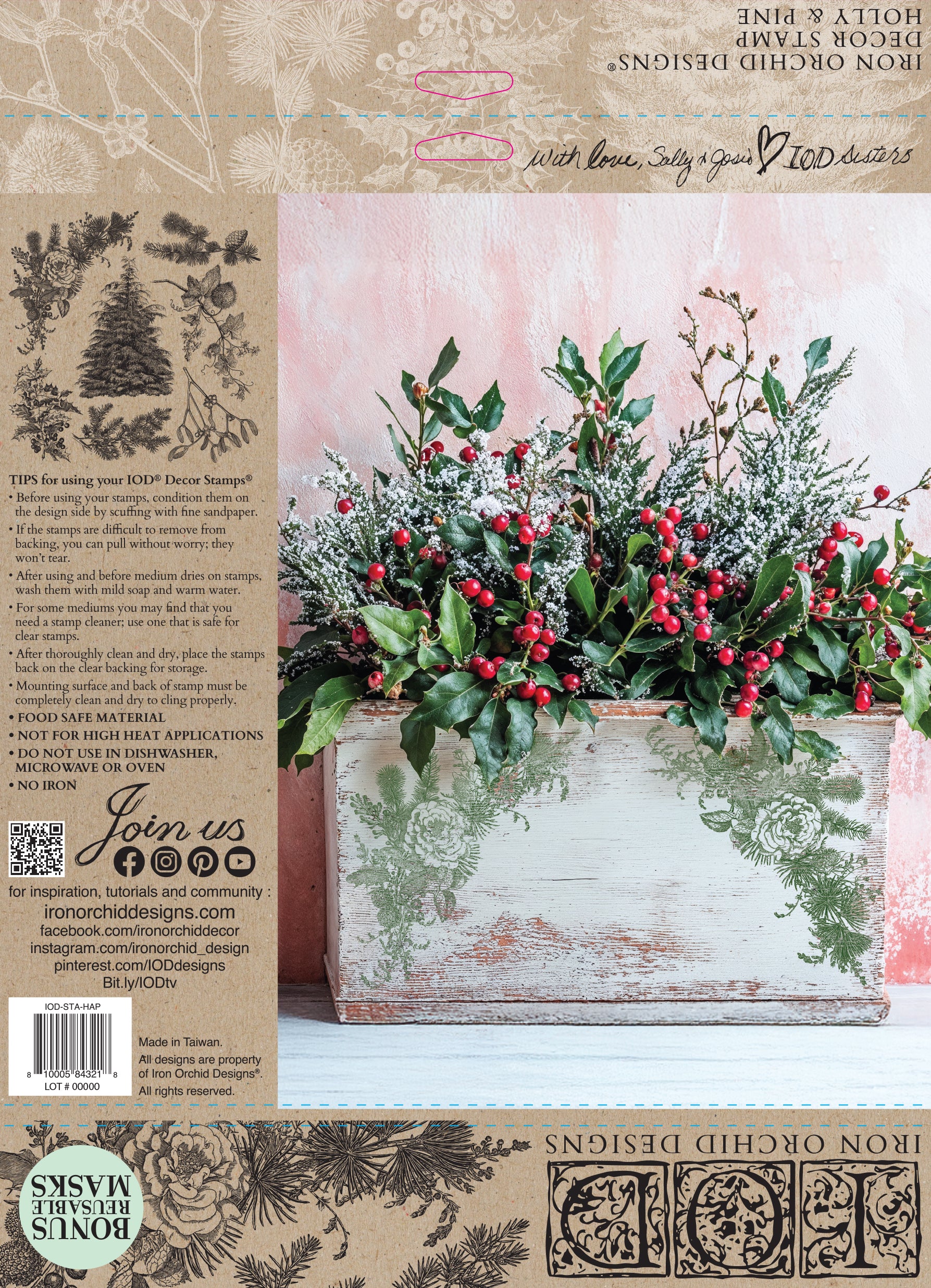 Holly & Pine 12×12 IOD STAMP™