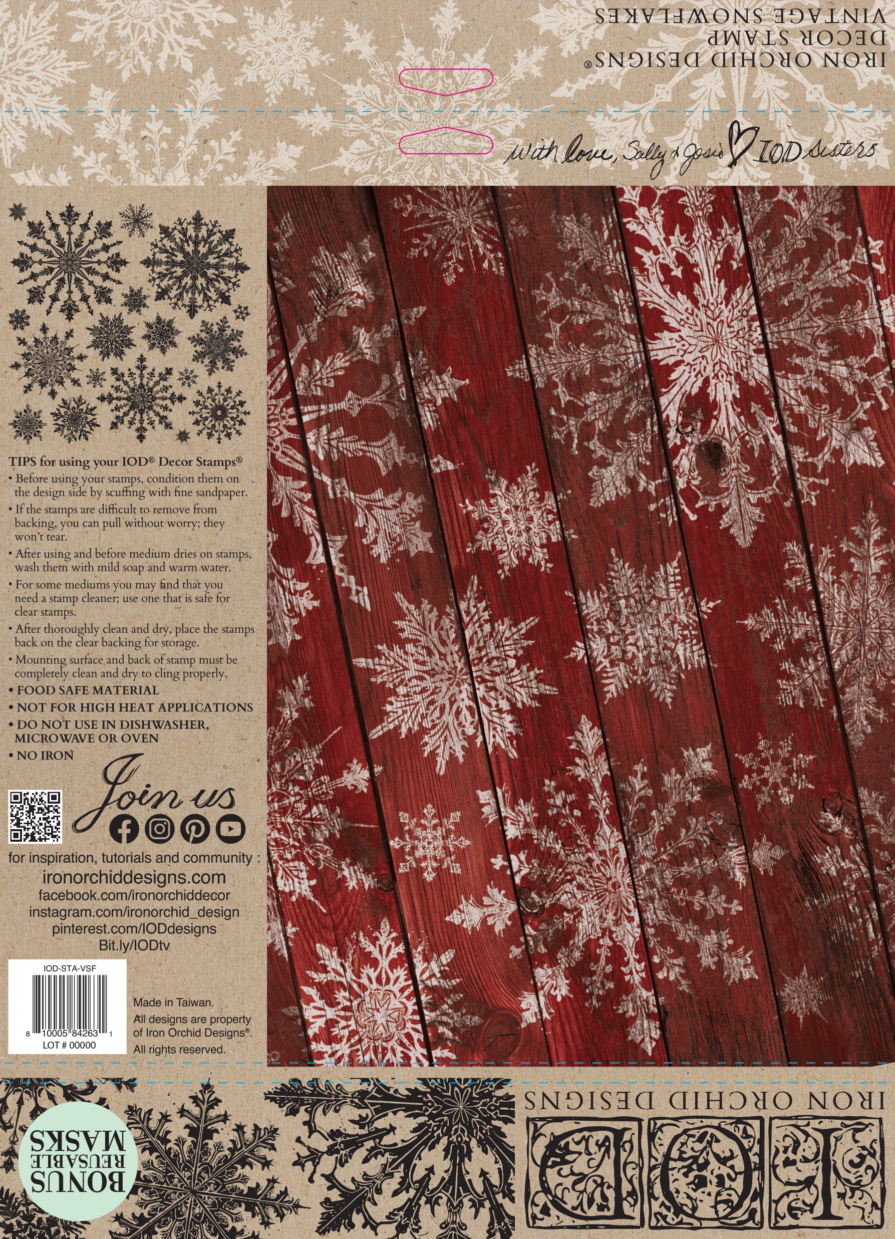 Vintage Snowflakes 12×12 IOD STAMP™