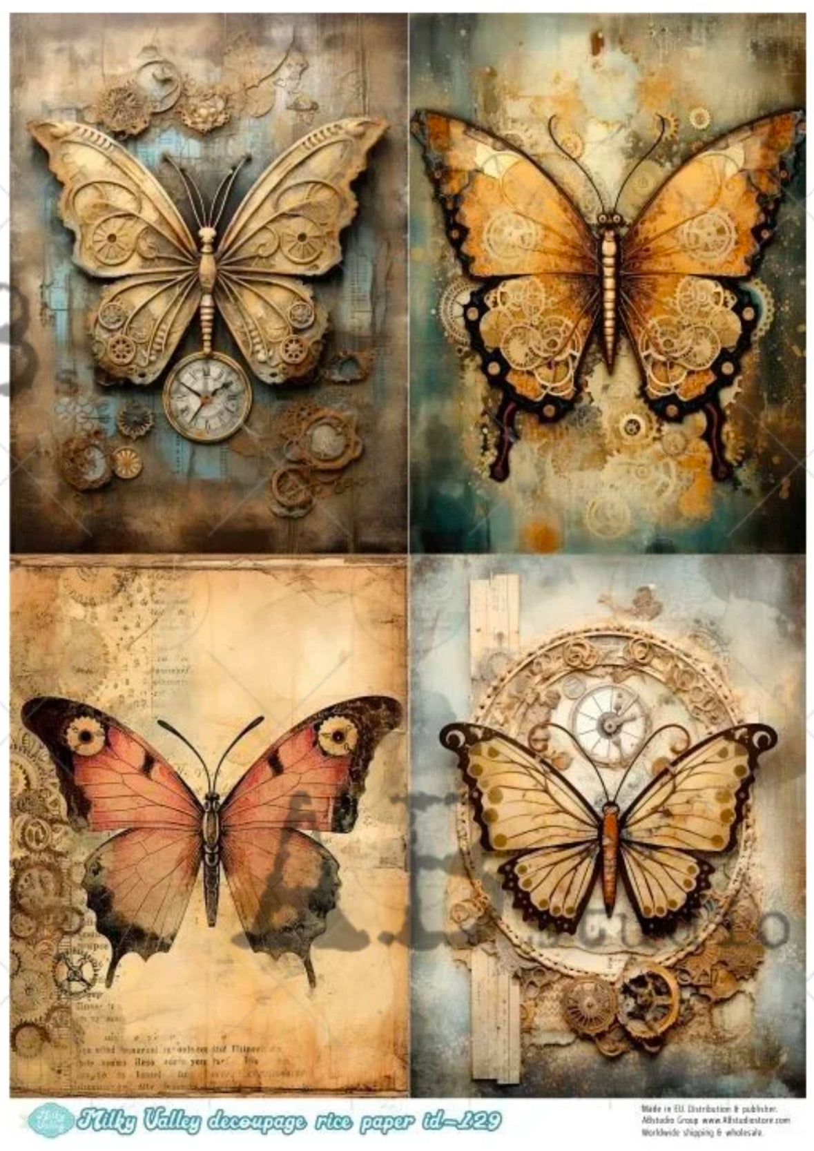 Butterfly Cards by Milky Valley 129 Decoupage Rice Paper A4