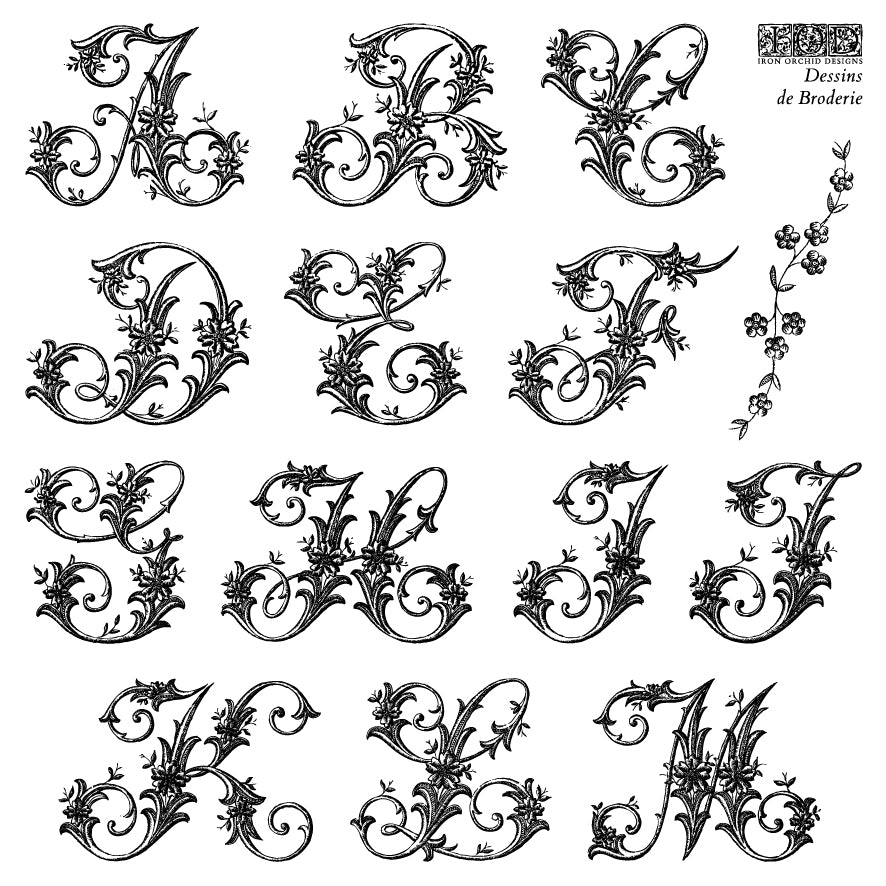 Dessins de Broderie | IOD Decor Stamp | 6"x6" Four Sheet Set
