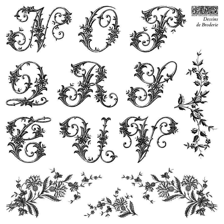 Dessins de Broderie | IOD Decor Stamp | 6"x6" Four Sheet Set