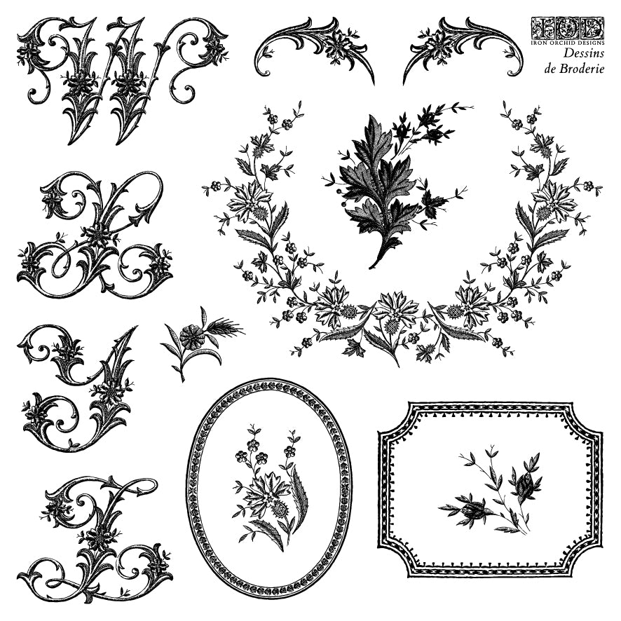 Dessins de Broderie | IOD Decor Stamp | 6"x6" Four Sheet Set