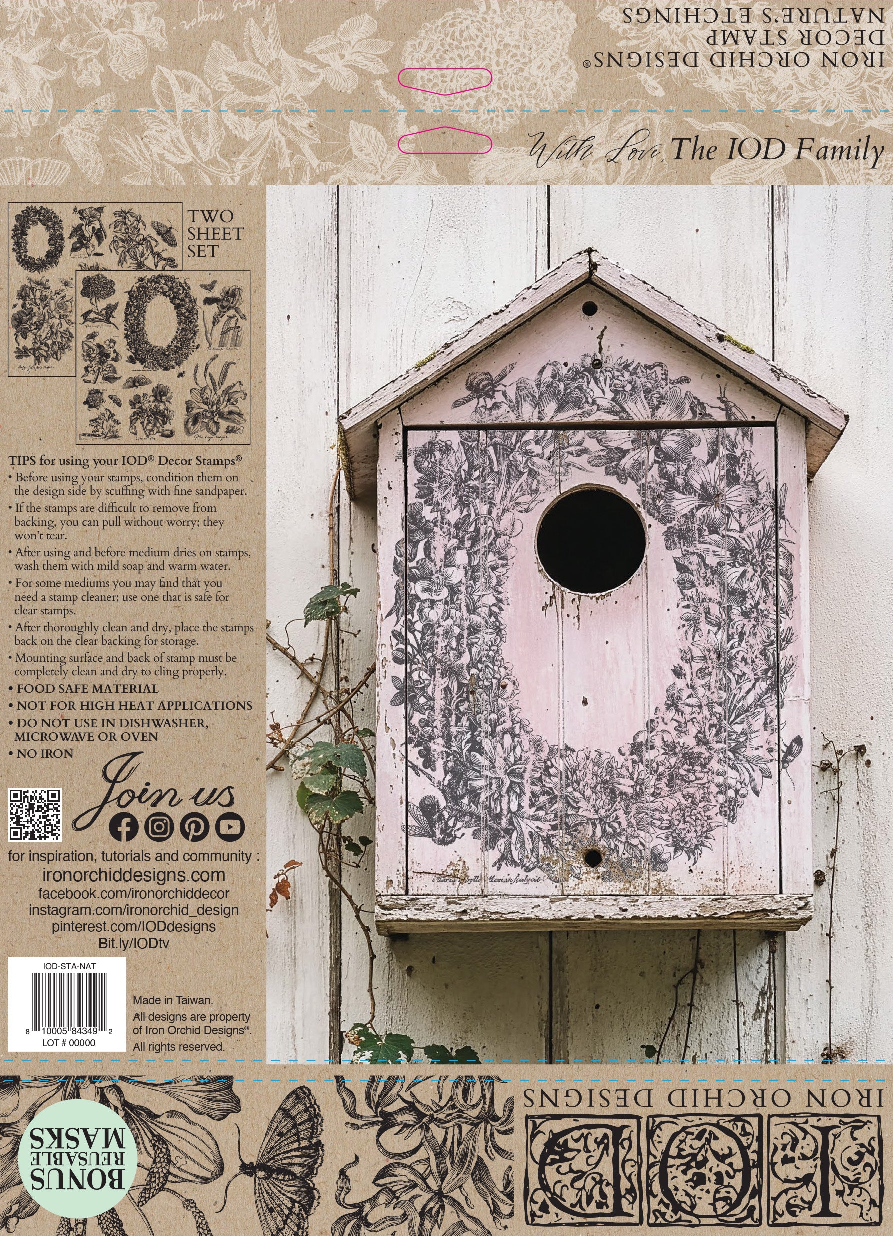Nature’s Etchings | IOD Stamp | 12"x12" Double Sheet with Masks