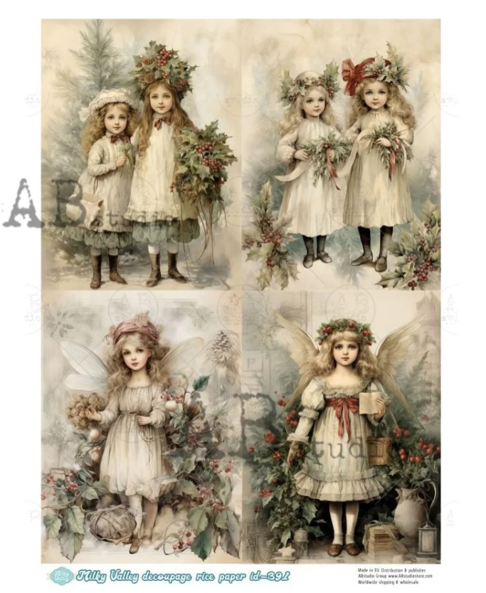 Angel Cards by Milky Valley 391 Decoupage Rice Paper A4 by AB Studio