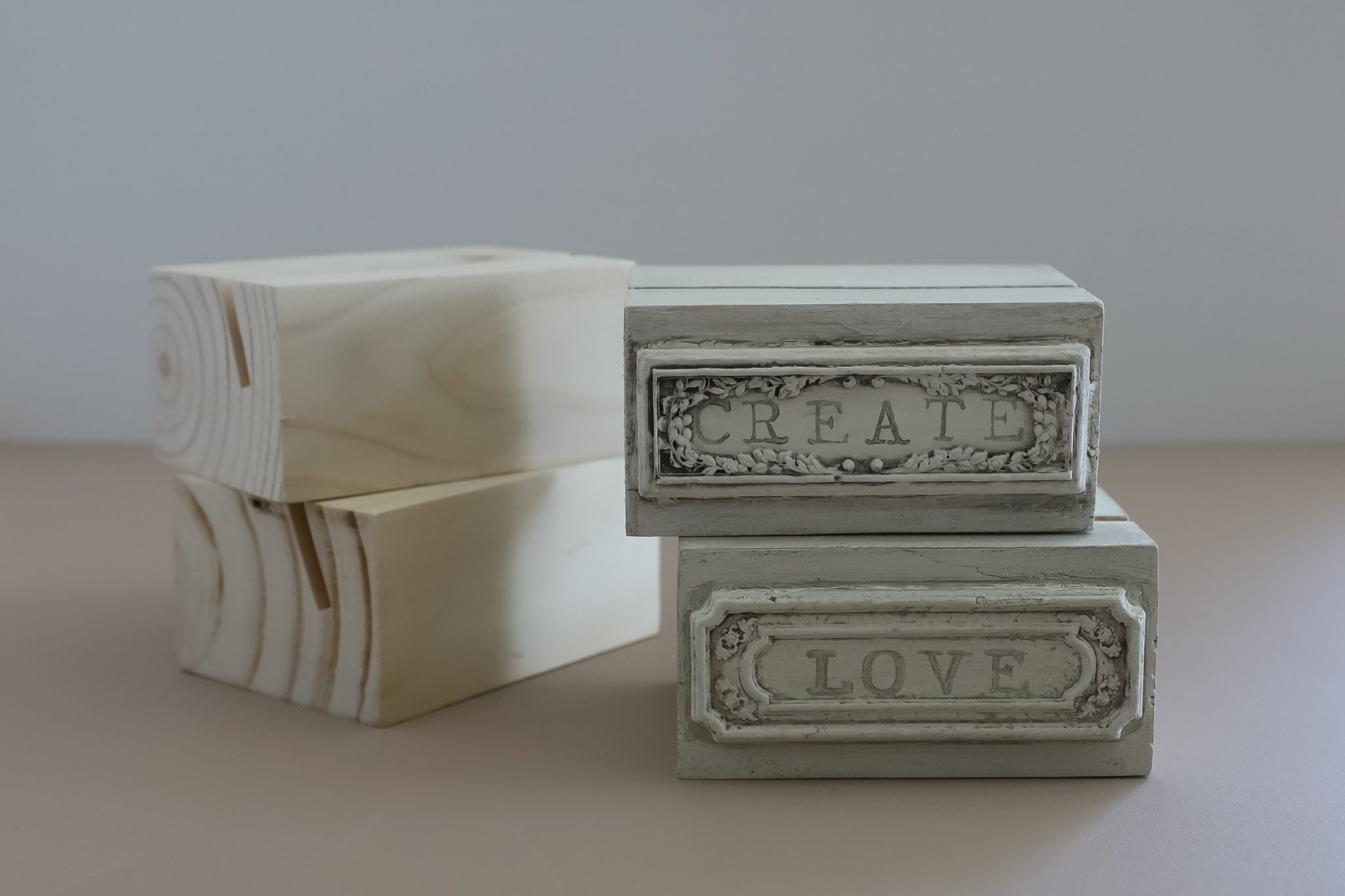 Wood Block Stands | Pack of 2 | 2" H x 4" W x 3" D