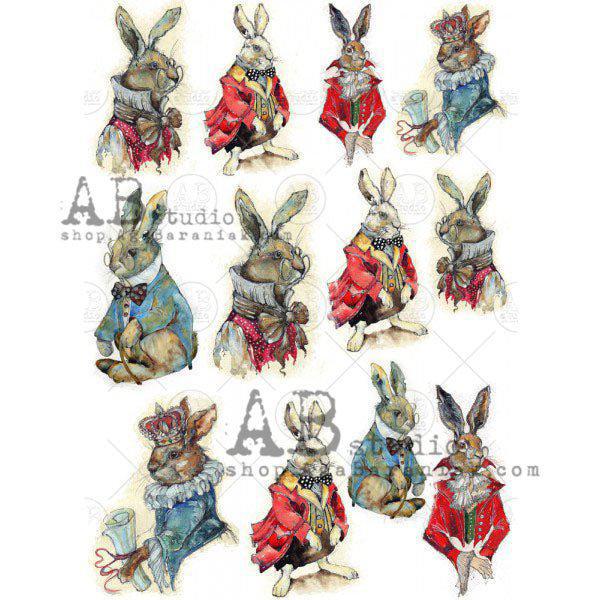 No. 0221 Rabbits Decoupage Rice Paper A4 by AB Studio