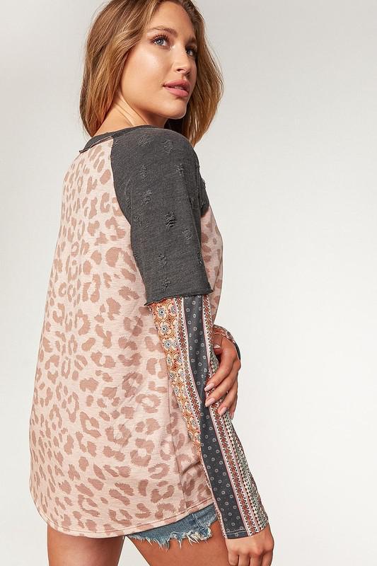 Leopard Print Boho Long Sleeve Knit