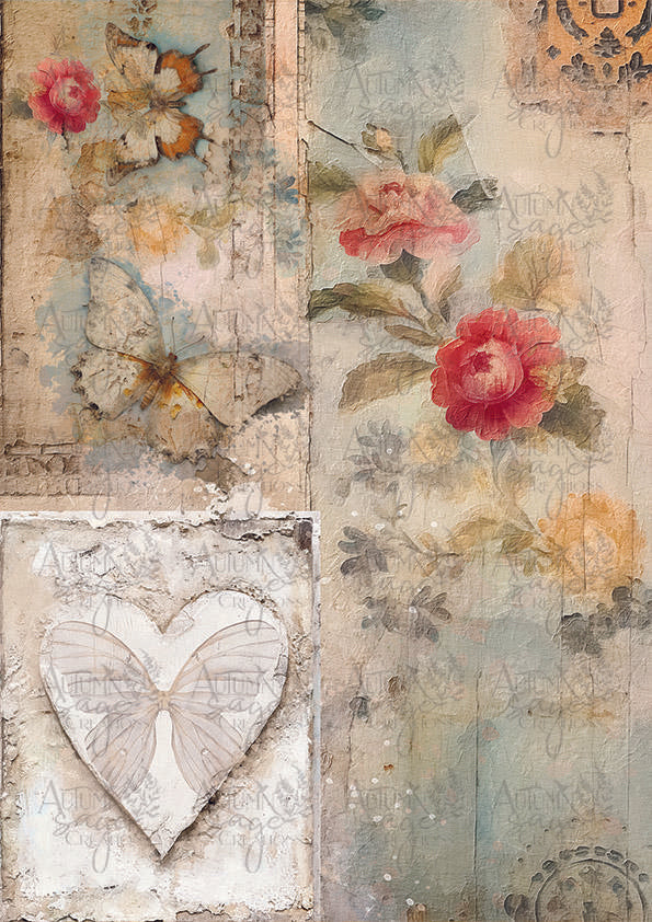 Wings and Petals A4 Decoupage Paper