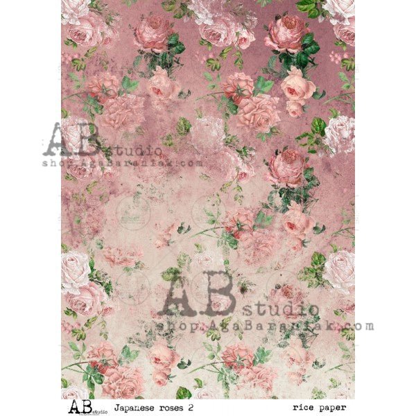 No. 0053 Blended Vintage Flowers Decoupage Rice Paper A4 Item by AB Studio