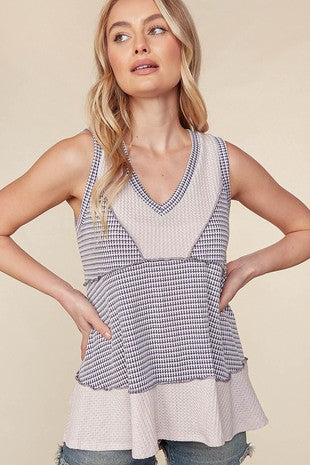 Waffle Textured Sleeveless Knit Top