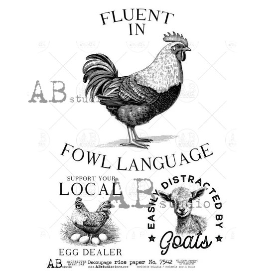 No.  7542 Fluent in Rooster Signs