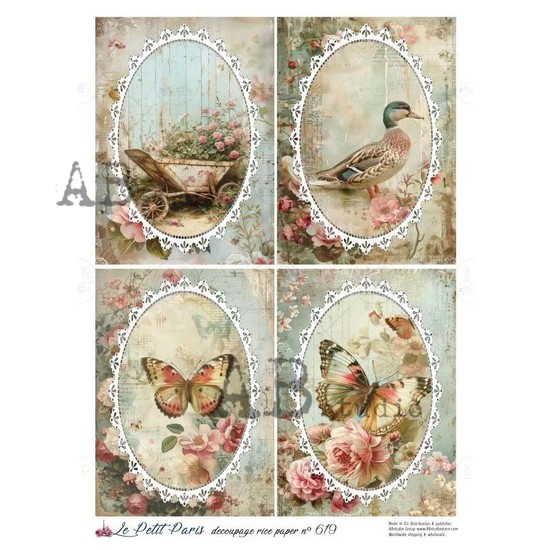 LPP No. 619 Spring Lace Oval Vignettes Rice Paper - Le Petit Paris