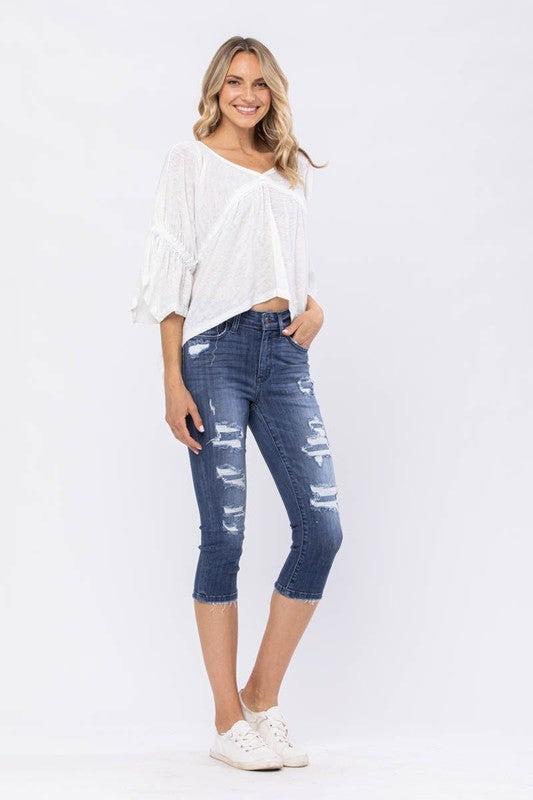 Contrast Patch Skinny Capri