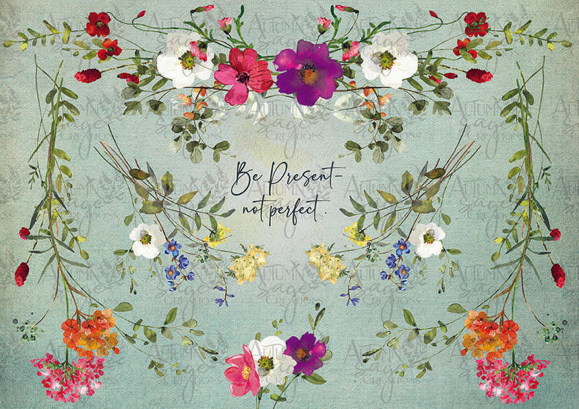 Be Present A4 Autumn Sage Decoupage Paper