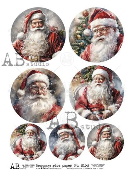 No. 2158 Santa Rounds Decoupage Rice Paper A4 by AB Studio