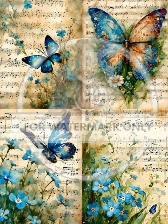 DC683 Musical Butterflies Quad A4 Rice Paper