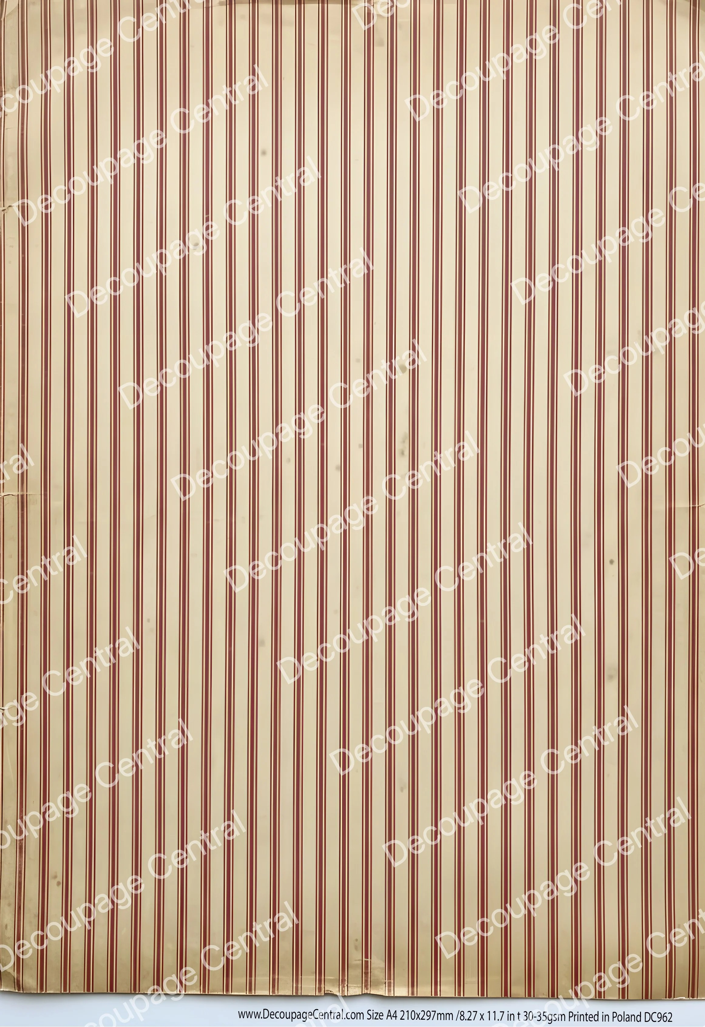 DC962 Red Ticking Stripe A4 Rice Paper