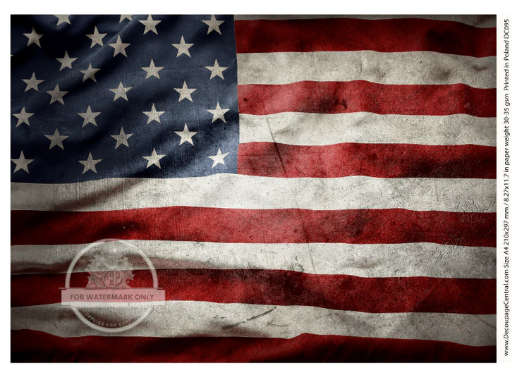 DC095 - American Flag Decoupage A4 Rice Paper