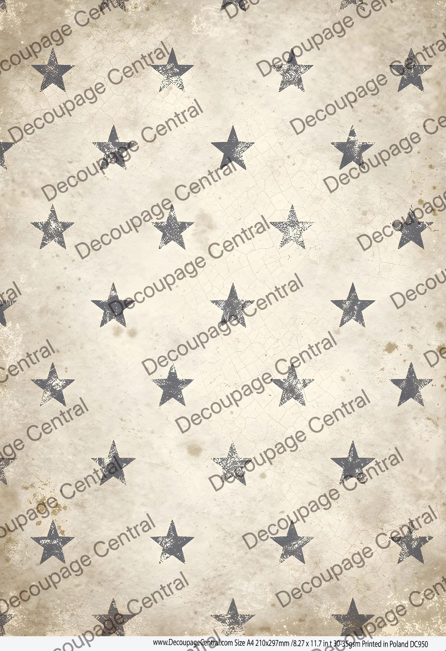 DC950 - Worn Star Quilt Background Decoupage A4 Rice Paper