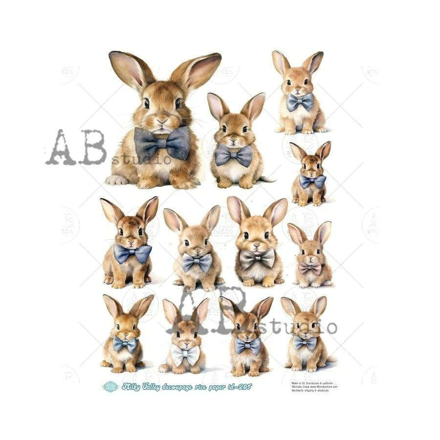 Bunny Galore by Milky Valley 205 Decoupage Rice Paper A4 by AB Studio