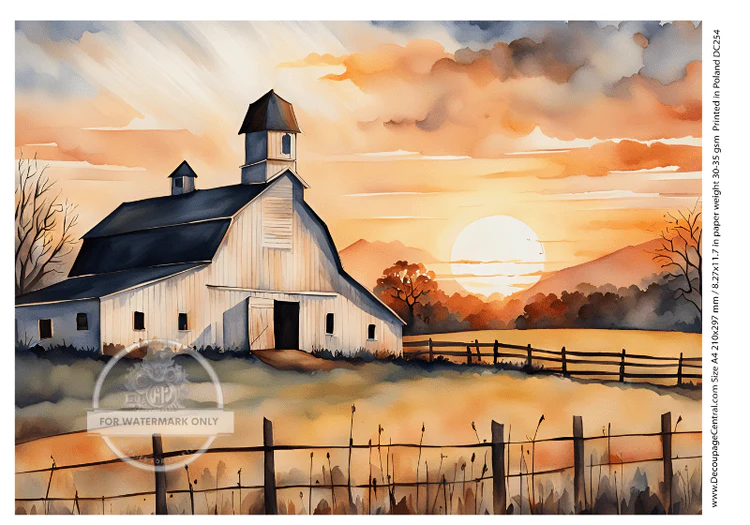 DC254 - Amish Sunset Decoupage A4 Rice Paper