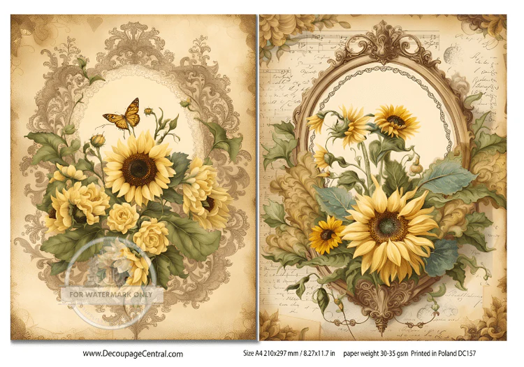 DC157 - Sunflower Duo Decoupage A4 Rice Paper