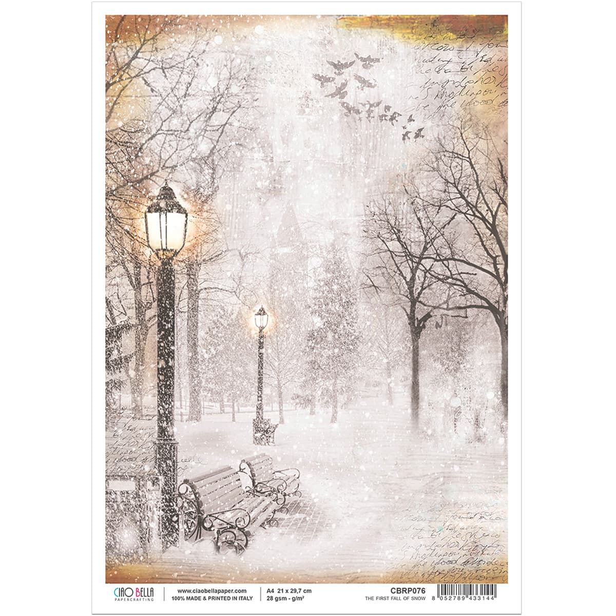The First Fall of Snow- A4 Rice Paper Woodland Ciao Bella Collection CBRP076