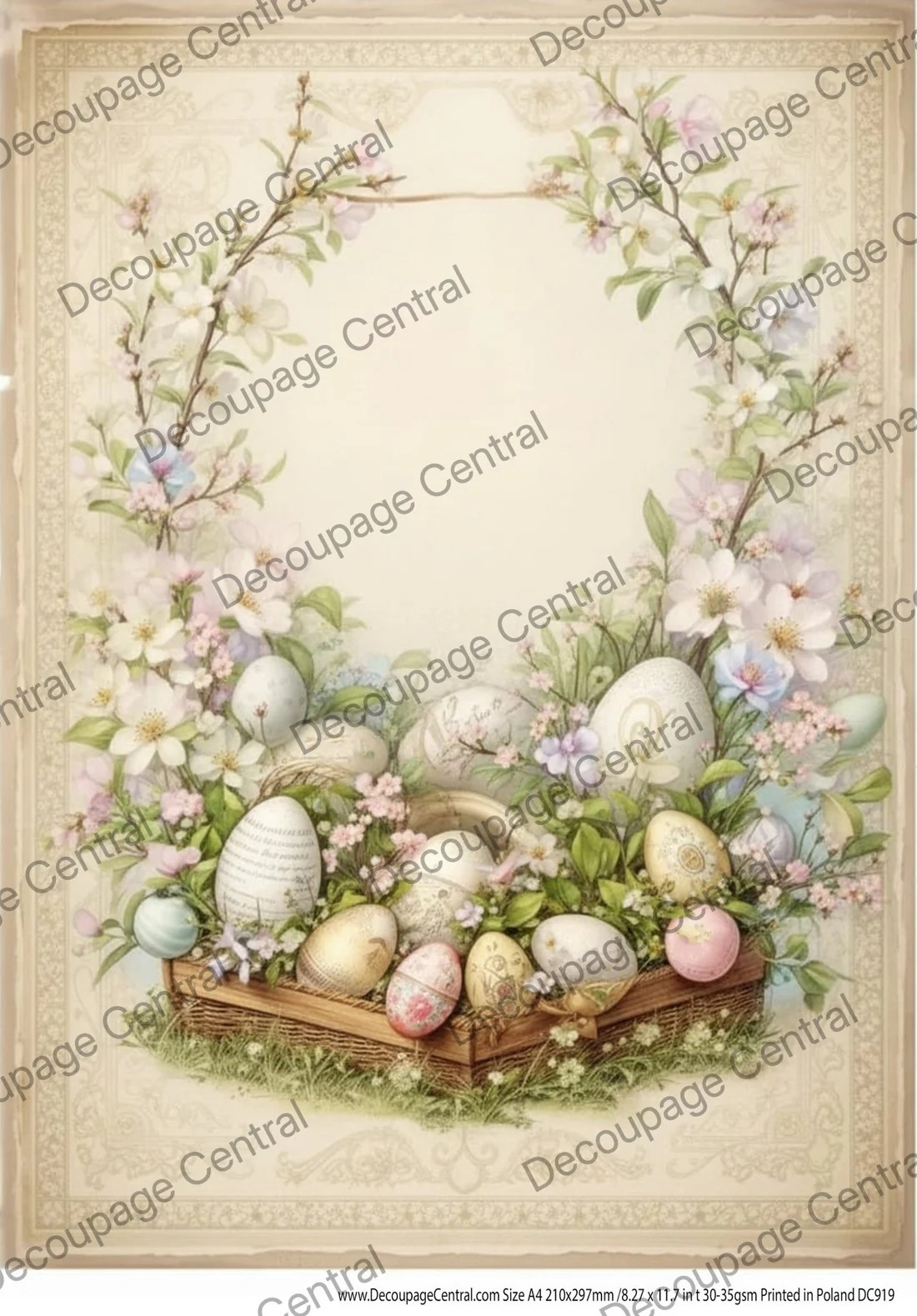 DC920 Easter Basket Bloom Frame A4 Rice Paper