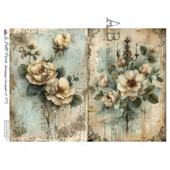 LPP No. 475 French Peonies Duo A4 Rice Paper - Le Petit Paris