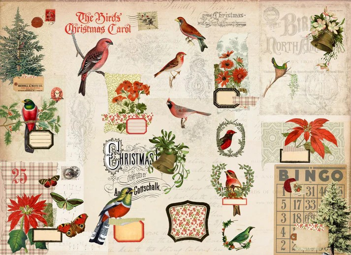 Christmas Flock Masterboard - Roycycled Decoupage Paper