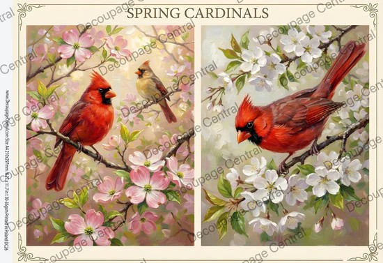 DC926 Spring Cardinal Duo A4 Rice Paper